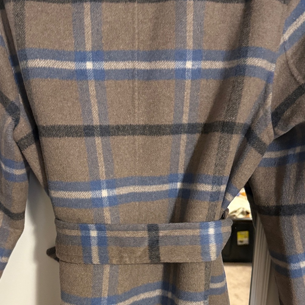 Tahari Plaid Trench Coat in Brown and Gray - Picture 3 of 4